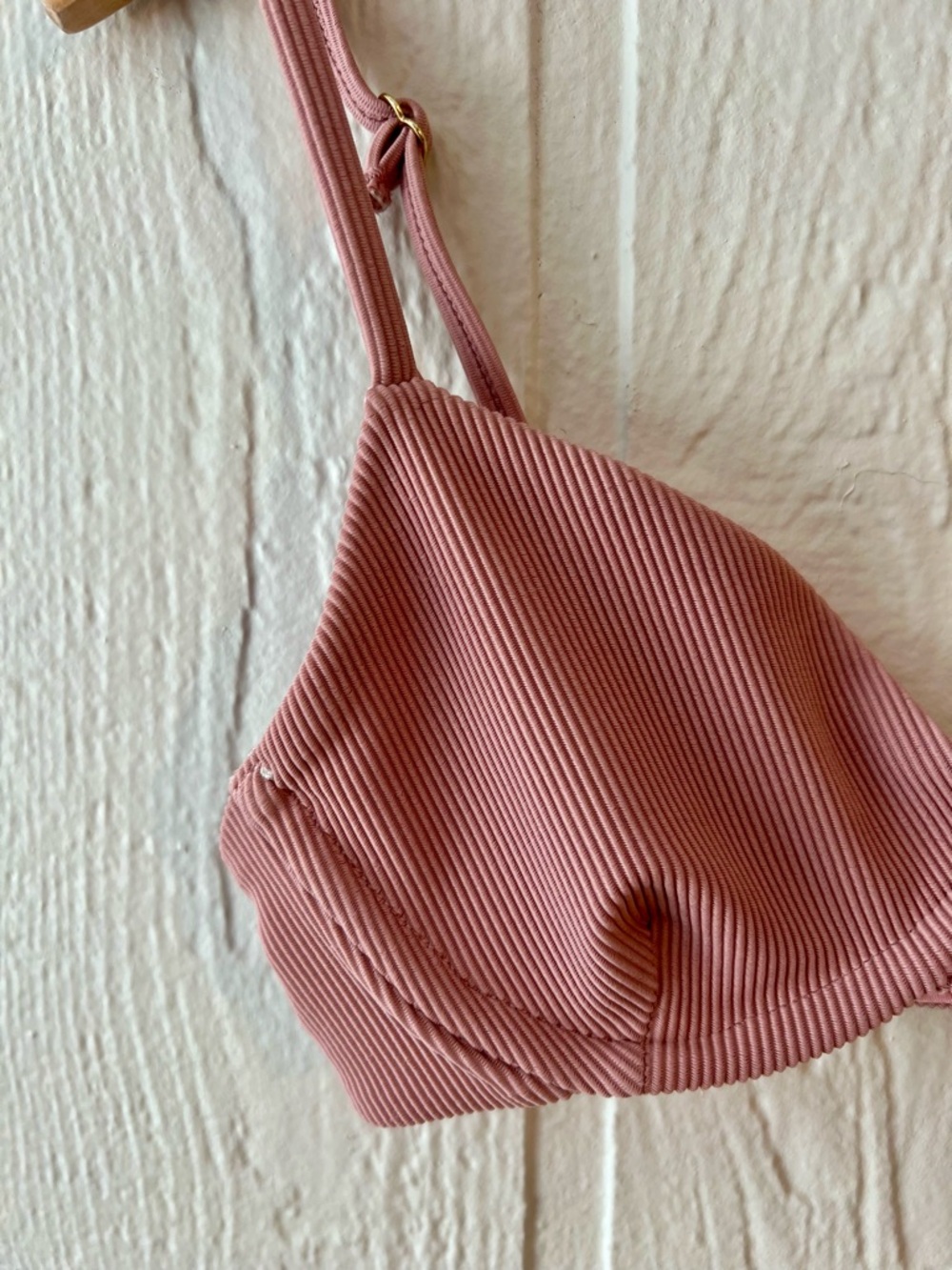Beach Riot Dusty Rose Ribbed Bikini Top - Picture 2 of 3